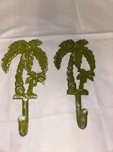 Palme Gusseisen Wandhaken 8 Zoll (2er Set) Pastellgrün Used B15 - Bild 1 von 4