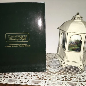 2005 THOMAS KINKADE Rotating Musical Night Light Cottages NIB Gazebo - Picture 1 of 12