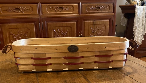 Peterboro Basket Co Rectangular Leather Handles Rare Bread 16” Cover