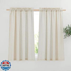 NICETOWN Cortinas de Lino Natural para Dormitorio, Bolsillo de Varilla Decorativo Semi Transparente - Imagen 1 de 5