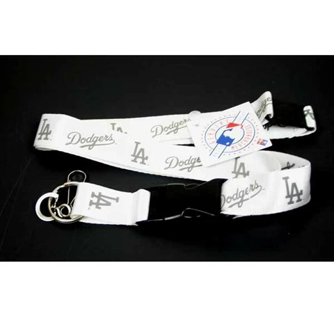 Los Angeles Dodgers MLB Glacier Lanyard White & Silver Logo Breakaway Style NEW Cover