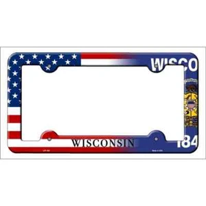 Marco de placa de metal novedoso bandera americana de Wisconsin - Imagen 1 de 1