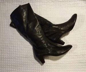 TARYN ROSE Tall Leather Side Zip High Heel Boot - Brown 41 / 10 - Picture 1 of 12