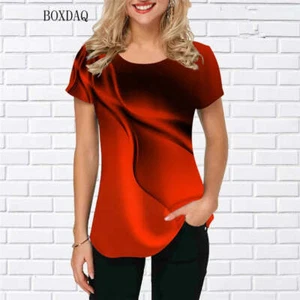 Women T-shirts Summer Short Sleeve 3D Tie-dye Printed - Picture 1 of 14