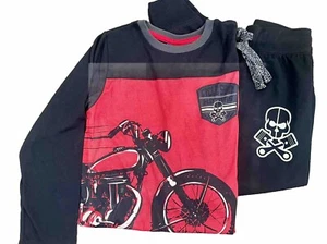 New Saint Eve Boys 2 Piece Pajamas Set Sleepwear Small S 7/8 Black Red - Picture 1 of 3