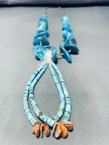 161 GRAMS AUTHENTIC MID CENTURY VINTAGE NAVAJO SHELL JACLA NECKLACE - Picture 1 of 7