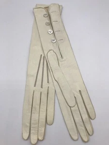 Antique Gamossi Kid Leather Gloves Pearl Button Closure Unworn Size 6.25 - Picture 1 of 11