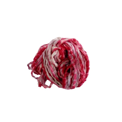 Sari Silk Ribbon super bulky yarn - Red, Cream - Sari Silk Ribbons - Silk Strips - Image 1 of 4