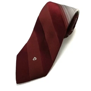 Vtg Pierre Cardin Luxury Tie Gray Burgundy Striped Knit Woven Necktie Italy - Picture 1 of 8
