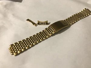 Omega Seamaster 18mm Rice Bead Yellow Gold Plated watch strap Band Curved Lugs - Picture 1 of 6