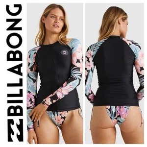 BNWT BILLABONG ZIP FRONT NIGHTS IN PARADISE L/SLEEVE RASHGUARD TOP (L/12) $89 - Picture 1 of 5