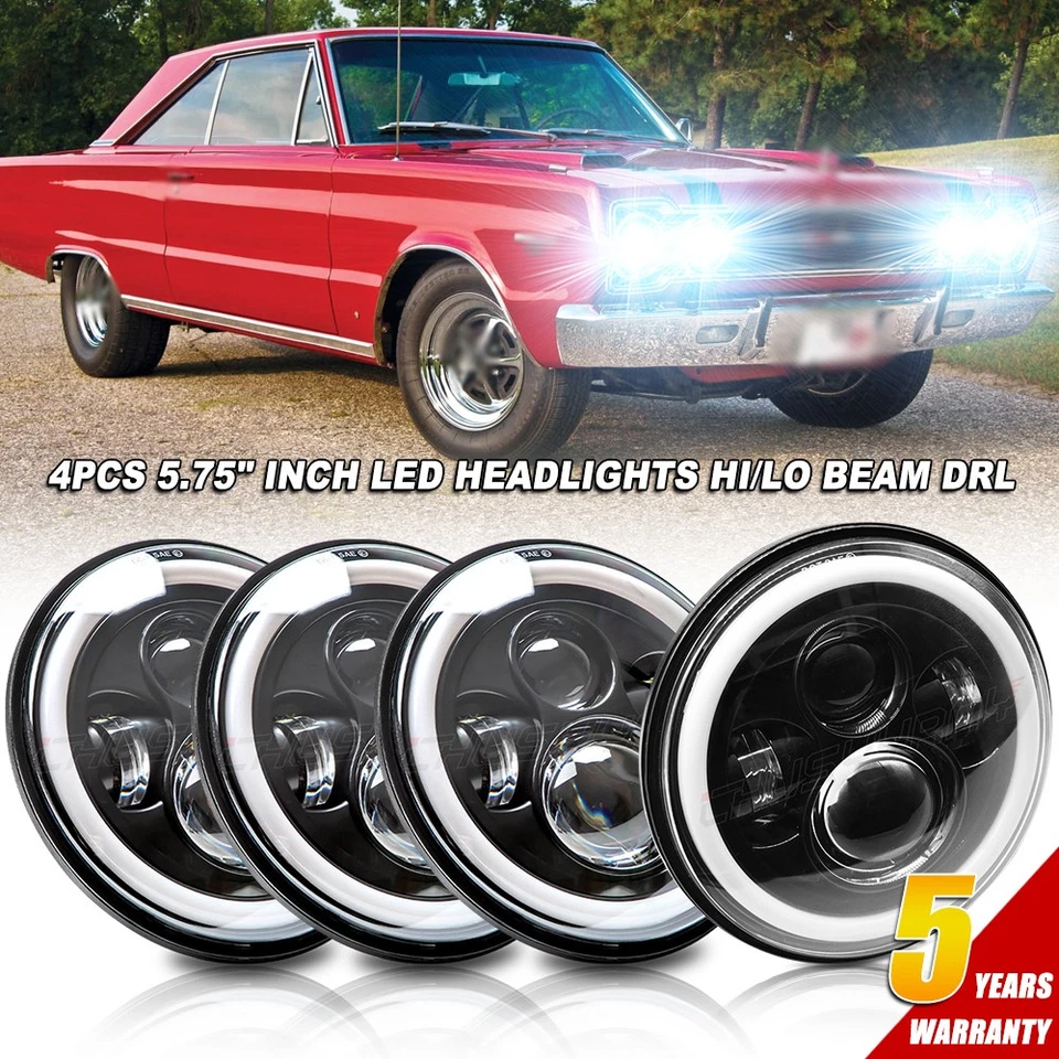 Faros LED 4 piezas 5,75" redondos haz HI/LO DRL H5006 H5001 para Plymouth GTX Fury Foto 1 de 4