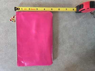 Яркий розовый и королевский синий кожаный мешочек или косметичка с застежкой-молнией новый - Изображение 1 из 4