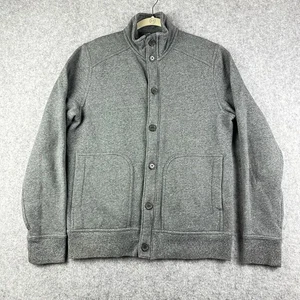 Banana Republic Jacket Men M Gray Fleece St Jaspe Full Zip Casual Modern Button* - Picture 1 of 16