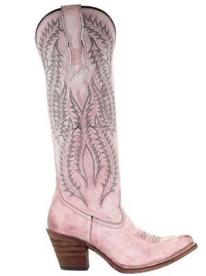 Corral Rose Pink Embroidery Knee High Western Leather Boots Women’s 9.5M. - Image 1 of 4