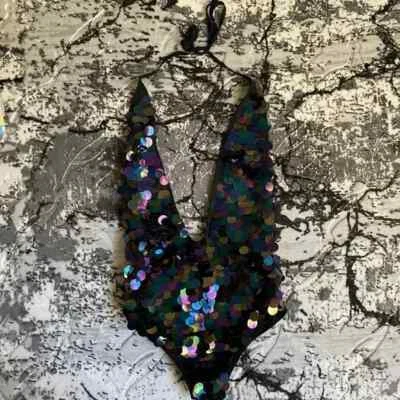 Settle Down Swimsuit Womens Small Sequins  Black One Piece - Image 1 of 4