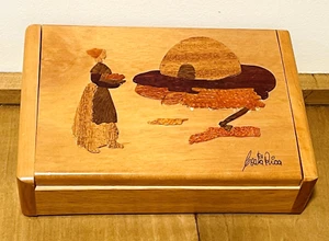 Costa Rica Holz Schmuckschatulle 8" lackiert Handarbeit 3D Dame Volkskunst Souvenir - Bild 1 von 8