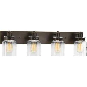 Progress Lighting Calhoun 4-Light 30" Antique Bronze Vanity Light Clear Glass - Picture 1 of 17