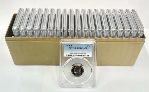 20 x 1975 S Jefferson Nickel 5c PCGS PR69DCAM w/ PCGS Box - Lot of 20 Cover