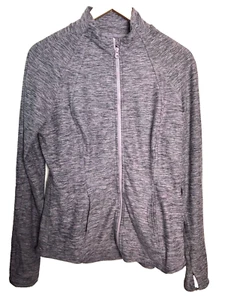 Yogalicious Lux Full Zip Fitted Yoga Jacket Womens L Purple Running Thumb Holes - Picture 1 of 9