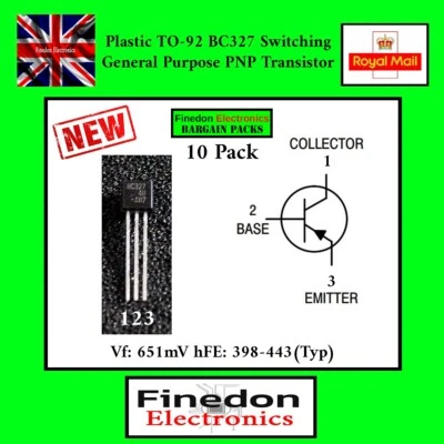 10 x BC327 PNP Switching General Purpose Transistor TO-92 - Image 1 of 2