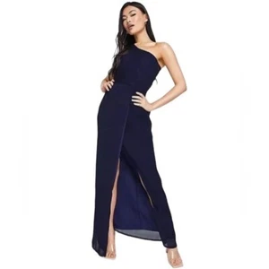 YAURA Draped One Shoulder Navy Maxi Dress Formal size 10 new Nwt - Picture 1 of 16
