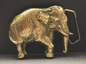 Hebilla/hebilla de cinturón ELEFANTE, vintage de 1978, Baron Brass Buckle, latón - Imagen 1 de 7