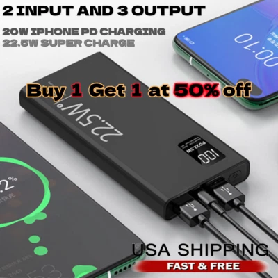 Banco de Alimentación 20000mAh 20W Carga Portátil Batería Externa Respaldo para Teléfono Celular Foto 1 de 4