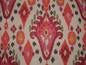 ILIV Stile Bohemien Begonia Ikat Misto Lino Cotone Tenda Fodera Cuscino Tessuto - Foto 1 di 15