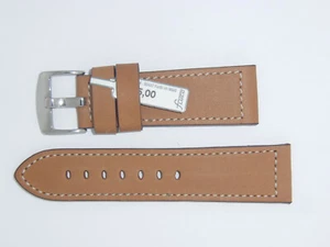 "FLUCO Echt Kalbsleder Uhrenarmband Armband 24 mm cognacbraun ""Schneekalb" - Bild 1 von 3