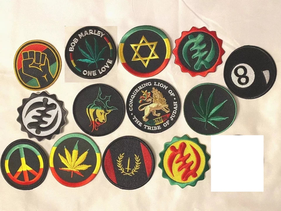 13 Pcs Rasta African Embroidered Patches iron-on - Image 1 of 1