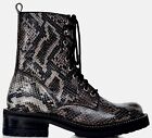 AQUA PRIVATE LABEL/STEVE MADDEN Jax Leather Snake Print Combat Boots Gray $ 145