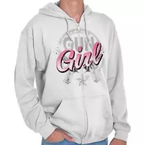 Cute Gun Girl 2nd Amendment 2A Gym Workout Womens Zip Hooded Sweatshirt Hoodie - Picture 1 of 9