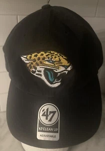 '47 Jacksonville Jaguars Clean Up Black Adjustable Strap Hat Dad Cap - Picture 1 of 5