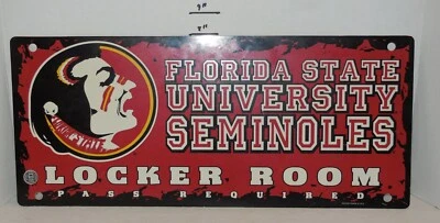 Wincraft Sports FSU Florida State Seminoles Locker Room Plastic Sign 19" x 8" - Image 1 of 2