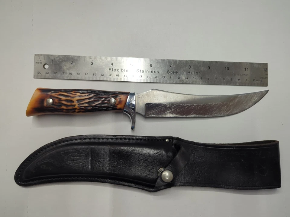 Vintage Rarer Camillus USA Sword Brand #1012 Fixed Blade knife Engraved/Damaged  - Image 1 of 4