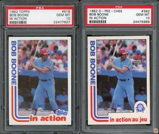 1982 TOPPS & O-PEE-CHEE BOB BOONE IN ACTION #616 & #392 PSA 10 POP 5 & POP 4