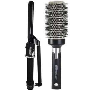 BaByliss Pro Porcelain Ceramic Marcel Curling Iron 3/4" BP75MUC + Round Brush 2" - Picture 1 of 9