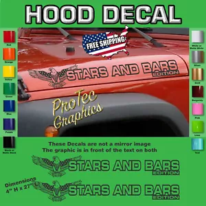 Hood Vinyl Decal Graphics Fits Jeep Wrangler - SH-273 - (Stars & Bars) - Picture 1 of 3
