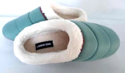 Zapatillas zueco Lands End talla 6 B para mujer verde azulado crema piel sintética suave cómodo Foto 1 de 4