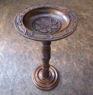 Antique Arts & Crafts Carved Wood Torchere Jardiniere Plant Stand - Image 1 of 4
