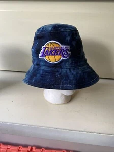 LA Lakers Mitchell & Ness Bucket Hat Cap S/M Jersey Mesh Blue Digital Camo NBA - Picture 1 of 11