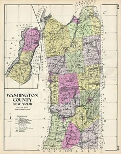 1912 Century Map of Washington County, New York - Picture 1 of 1