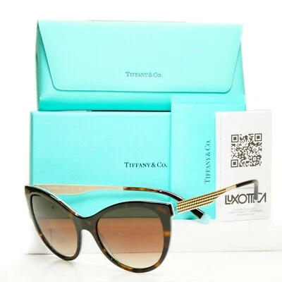 Gafas de sol Tiffany & Co doradas marrón tortuga Havana punto diamante TF 4159 8275/3B Foto 1 de 4