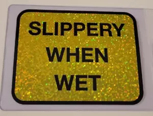 SLIPPERY WHEN WET Vintage PRISMATIC Prism VENDING MACHINE STICKER CARD Bon Jovi - Picture 1 of 3