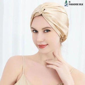 Dama Doble Capas Seda Natural Dormir Ducha Baño Baño Cabello Cubierta Gorra Sombrero - Imagen 1 de 9