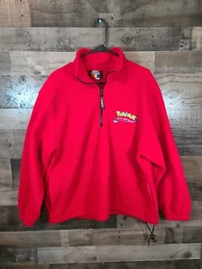 Vintage 90s Pokemon Red Fleece Jacket Size Large Hartwell Viasport MADE IN USA - Picture 1 of 5
