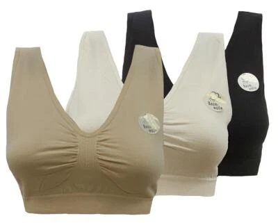 S.LABEL Damen Sport BH aus Baumwolle Bustier ohne Bügel Schwarz Weiss Beige S/M - L/XL