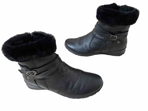 Bama Damen Stiefel Gr 39 Schwarz Leder Fell Optik Flach Gefüttert Reißverschluss - Bild 1 von 8