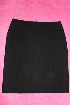 PIAZZA SEMPIONE Italy Black Pencil Skirt Size 44 8 Wool Stretch Back Zip To Knee - Image 1 of 3